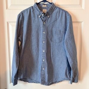 J Crew Slim Fit Denim Button Down Shirt Cotton Blue XL